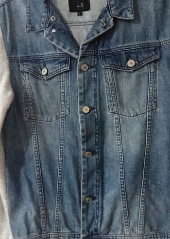 Gri erkek Denim Ceket Uzun Kollu Düğmeli - Görsel 8