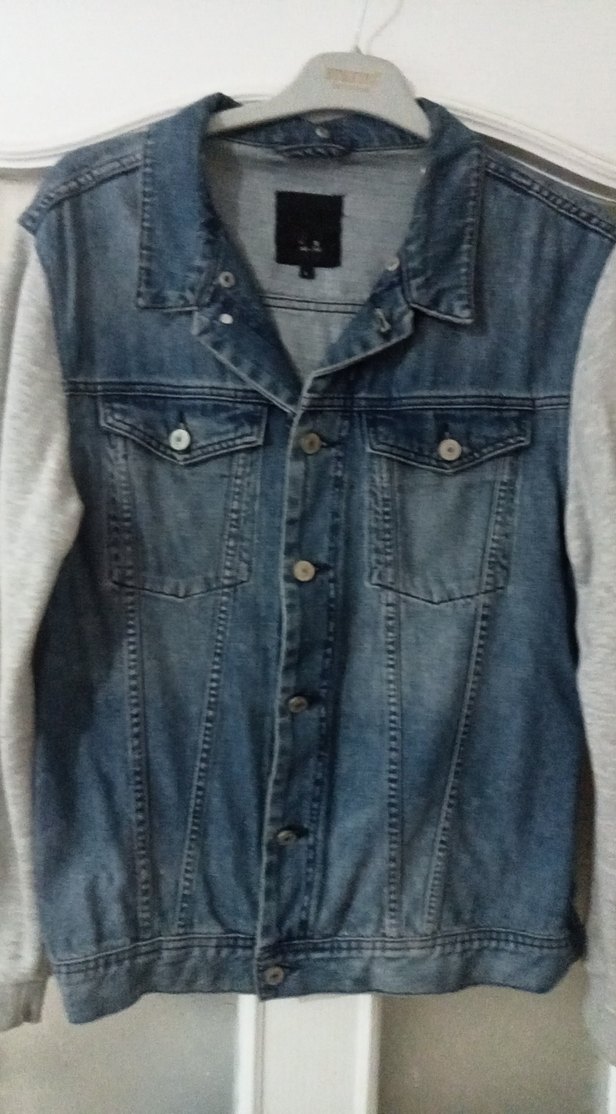 Gri erkek Denim Ceket Uzun Kollu Düğmeli - Görsel 3