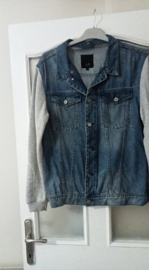 Gri erkek Denim Ceket Uzun Kollu Düğmeli - Görsel 4