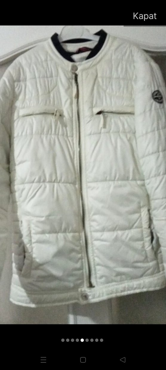 Beyaz Fermuarlı Erkek Kışlik. Montu sorunu yoktur - Görsel 4