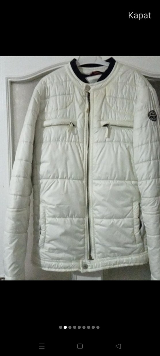Beyaz Fermuarlı Erkek Kışlik. Montu sorunu yoktur - Görsel 3