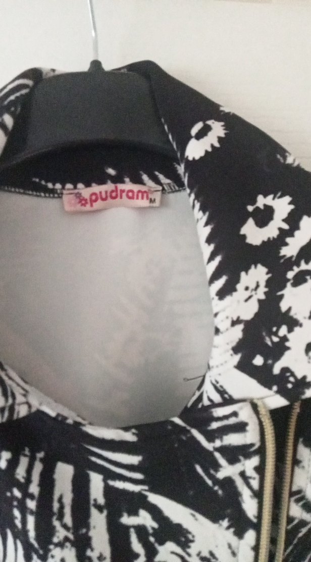 Kadın Siyah Beyaz Desenli Fermuarlı Ceket - Görsel 4