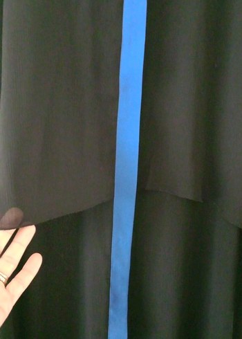 Uzun Kollu Mavi Siyah Kadın Tunik - Görsel 5