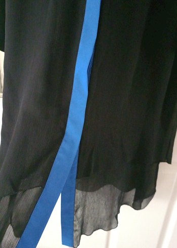 Uzun Kollu Mavi Siyah Kadın Tunik - Görsel 3