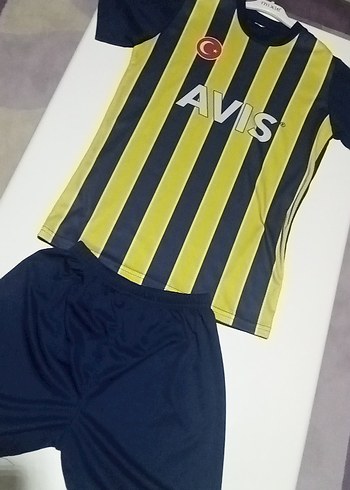 Erkek Sarı Lacivert Baskılı Kısa Kollu Fenerbahçe Forma Takımı - Görsel 6
