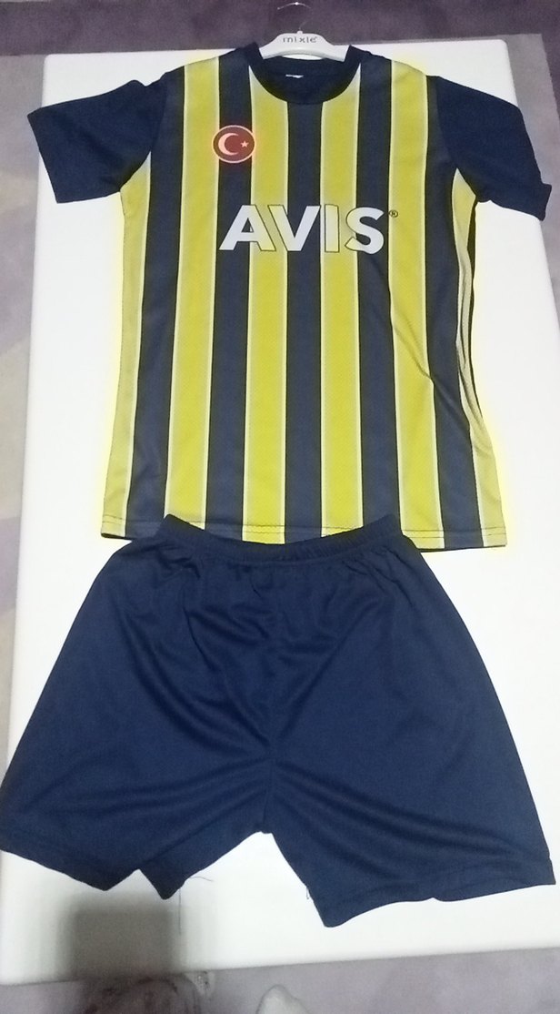 Erkek Sarı Lacivert Baskılı Kısa Kollu Fenerbahçe Forma Takımı - Görsel 2