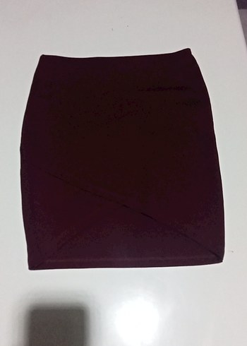 Bordo Yırtmaçlı Mini Midi Kalem Etek