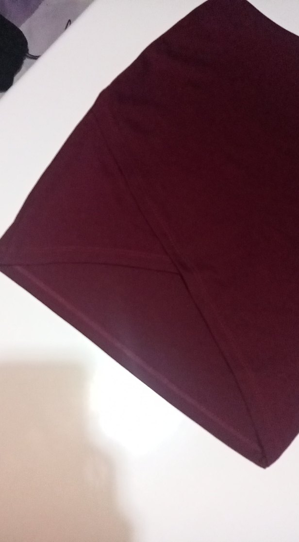 Bordo Yırtmaçlı Mini Midi Kalem Etek - Görsel 4