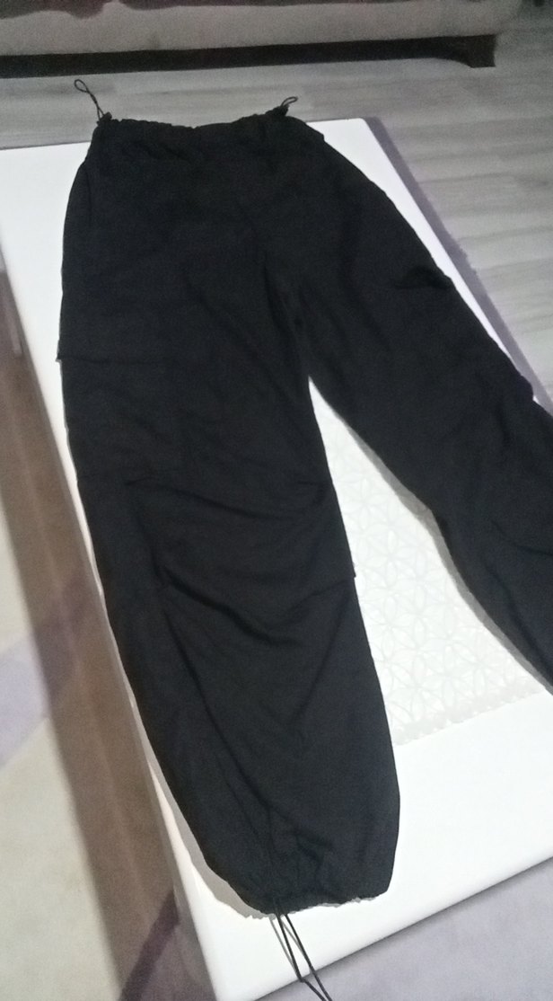 Erkek/Kadın Siyah Paraşut Pantolon - Görsel 5