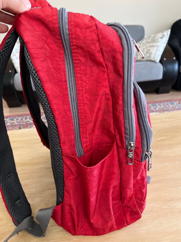 Kadın Kırmızı Gri Batik Desen Sırt Çantası - Görsel 2