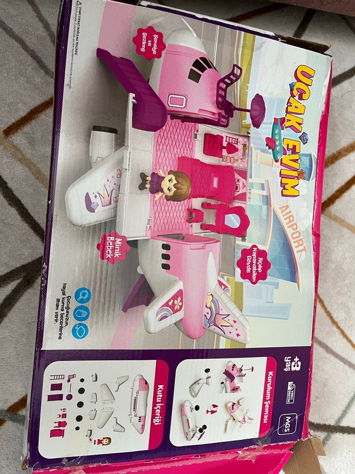 Pembe Renkli Oyuncak Uçak Seti - Görsel 2