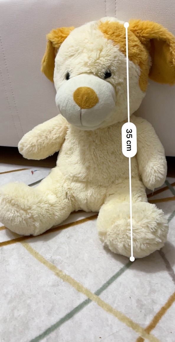 Beyaz ve kahverengi peluş oyuncak köpek - Görsel 3