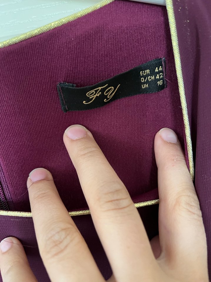 Mor Uzun Kollu İşlemeli Kadın Elbise - Görsel 4