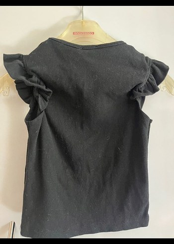 Kız Çocuk Siyah Keten Fırfırlı Bluz - Görsel 2