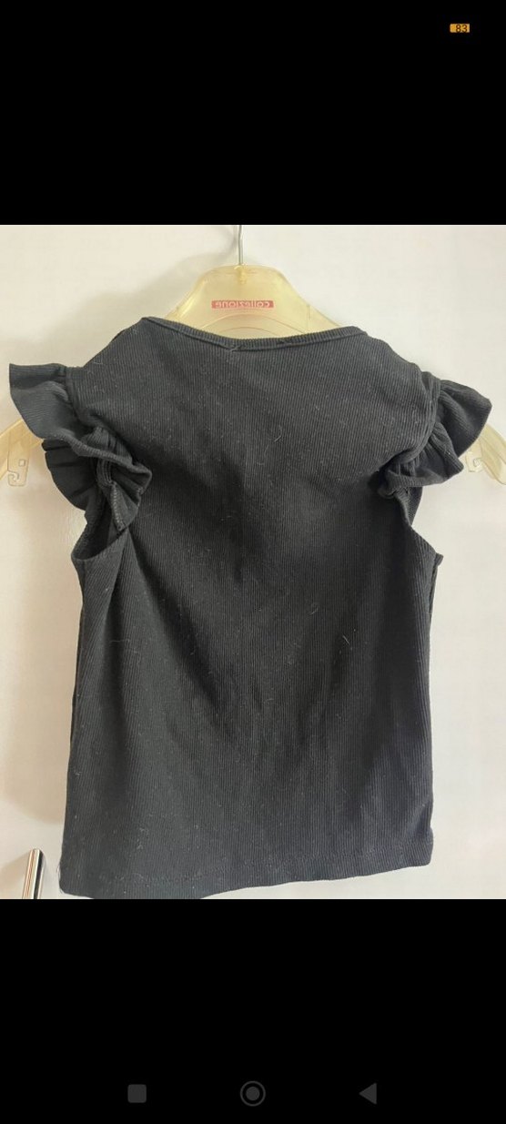 Kız Çocuk Siyah Keten Fırfırlı Bluz - Görsel 2