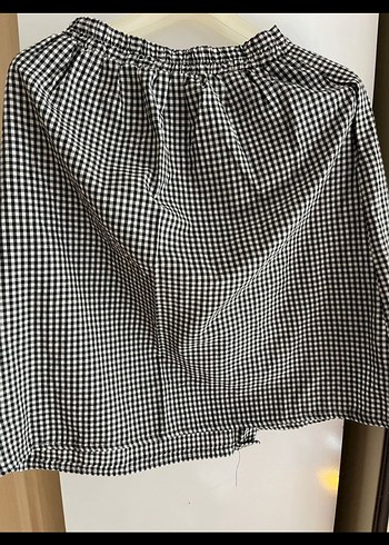 Düğmeli Siyah Beyaz Kareli Midi Etek - Görsel 2