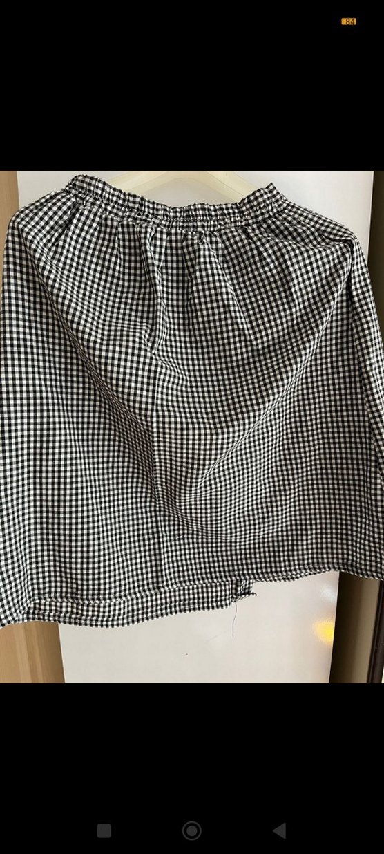 Düğmeli Siyah Beyaz Kareli Midi Etek - Görsel 2