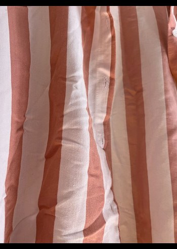 Kadın pembe Çizgili Düğmeli Gömlek - Görsel 4