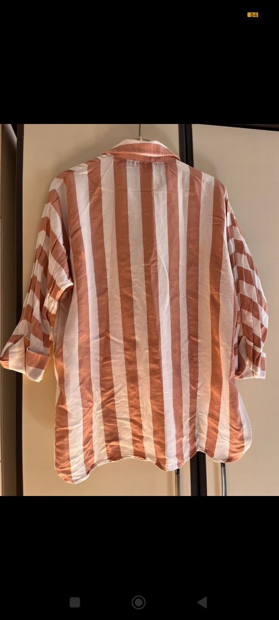 Kadın pembe Çizgili Düğmeli Gömlek - Görsel 5