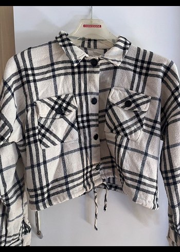 Düğmeli Ekose Desenli Kısa Kadın Gömlek - Görsel 2