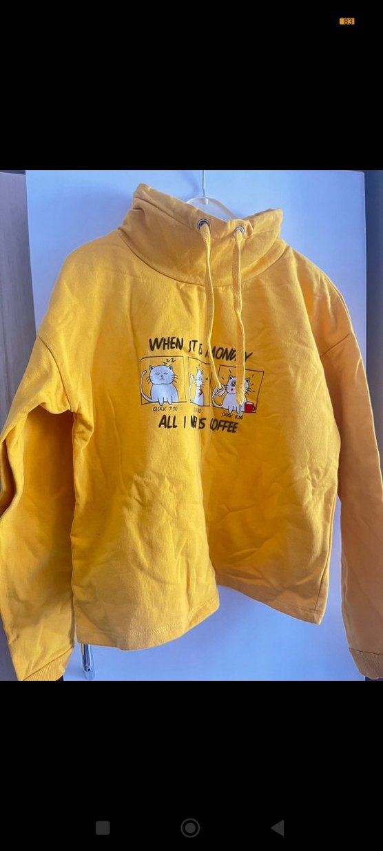 Sarı Kadın Kapüşonlu Sweatshirt - Görsel 2