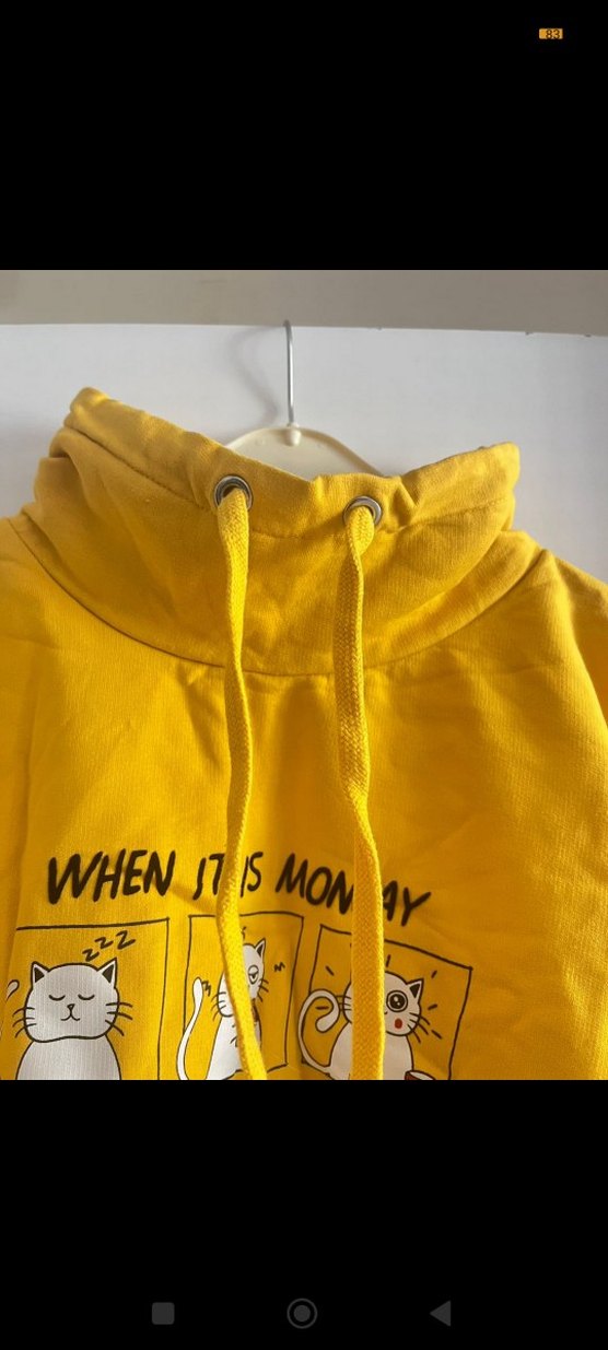 Sarı Kadın Kapüşonlu Sweatshirt - Görsel 3