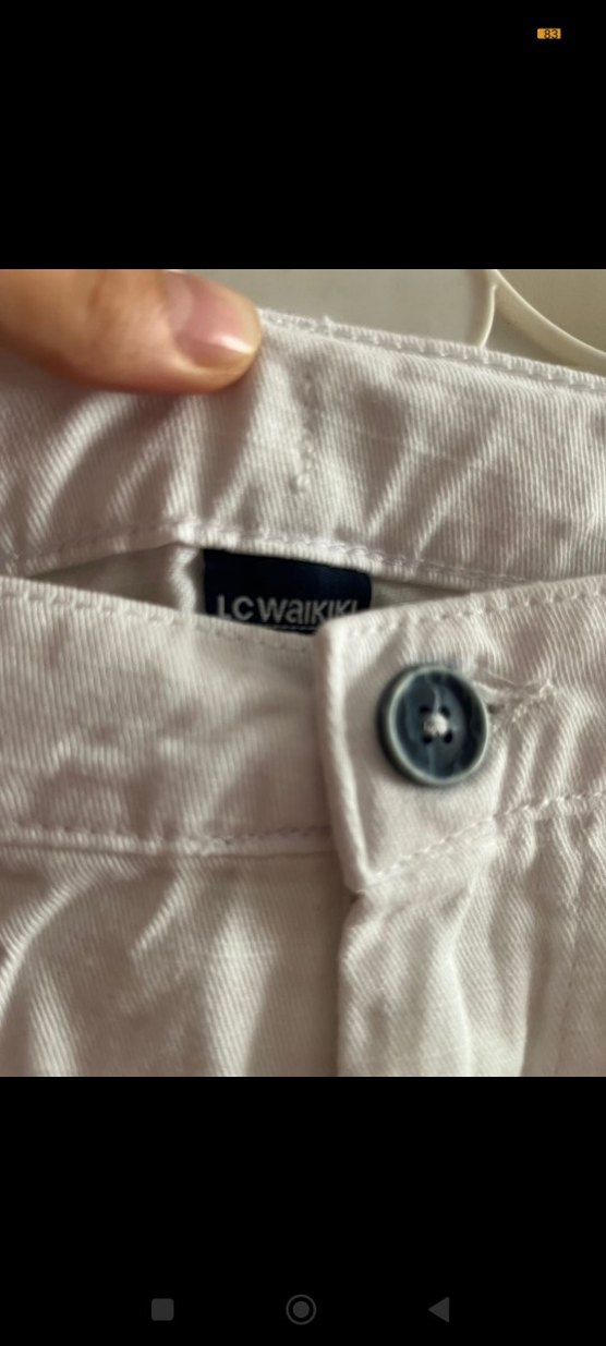 Beyaz Keten Rahat Kesim Mini Şort - Görsel 5