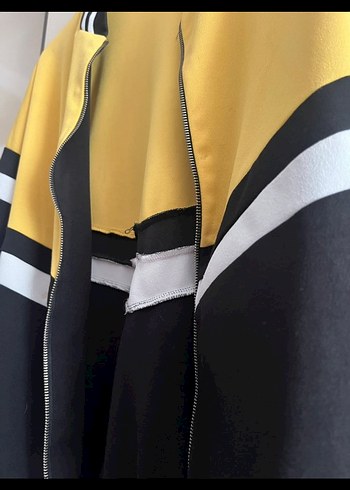 Sarı Siyah Çizgili Kadın Spor Ceket - Görsel 3