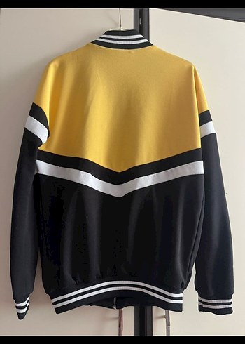 Sarı Siyah Çizgili Kadın Spor Ceket - Görsel 6