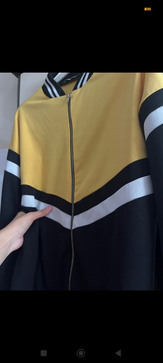 Sarı Siyah Çizgili Kadın Spor Ceket - Görsel 5