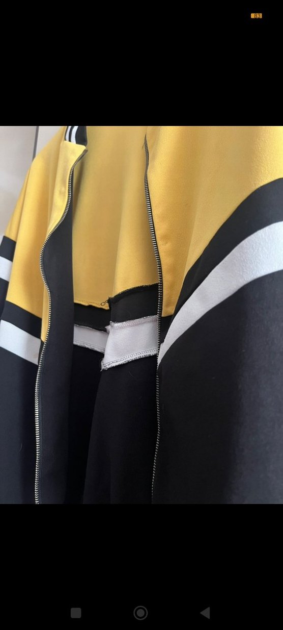 Sarı Siyah Çizgili Kadın Spor Ceket - Görsel 3
