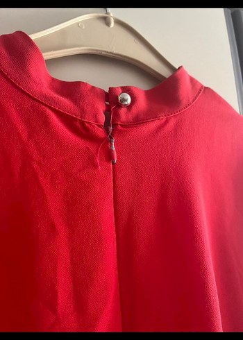 Uzun Kollu, Baskılı, Kırmızı Kadın Elbise - Görsel 8