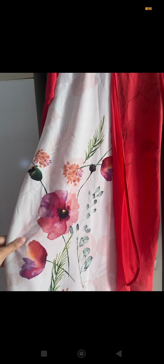 Uzun Kollu, Baskılı, Kırmızı Kadın Elbise - Görsel 4