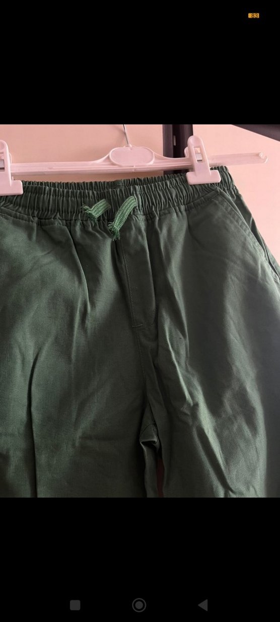 Keten Loose Fit Koyu Yeşil Şort - Görsel 3