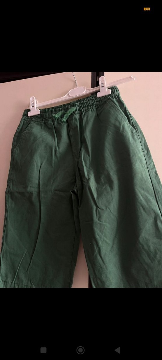 Keten Loose Fit Koyu Yeşil Şort - Görsel 2