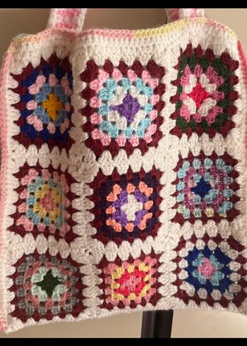 Pastel Renkli Örgü Bohem Çanta - Görsel 2