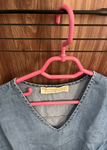 V Yakalı Düğmeli Kadın Denim bluz - Görsel 3