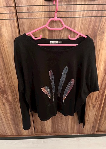 Siyah triko bluz - Görsel 3