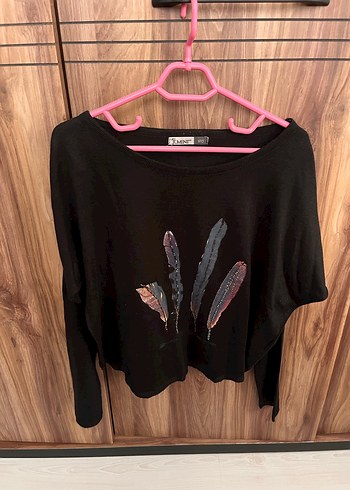 Siyah triko bluz - Görsel 2