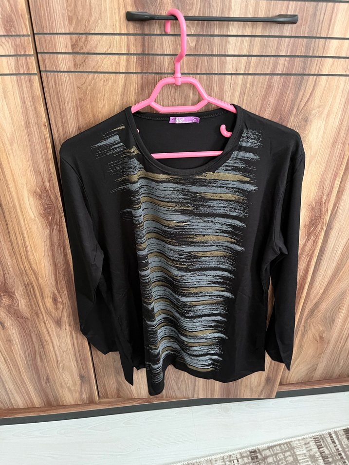 Siyah Uzun Kollu Salaş Tunik Bluz - Görsel 3