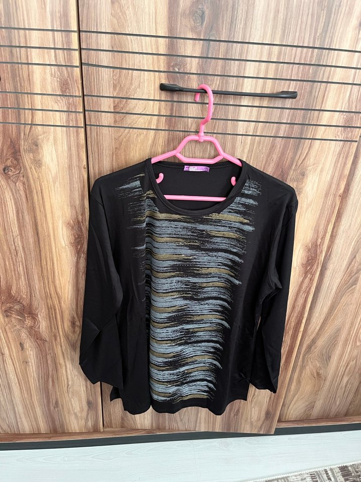 Siyah Uzun Kollu Salaş Tunik Bluz - Görsel 2