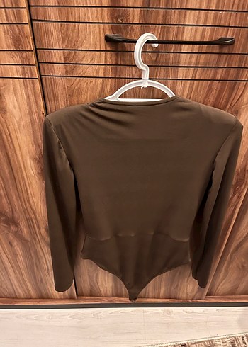 Kahverengi V Yaka Uzun Kollu Kadın Bluz - Görsel 3