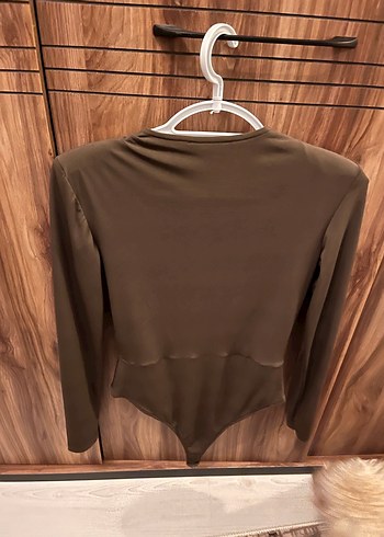 Kahverengi V Yaka Uzun Kollu Kadın Bluz - Görsel 2