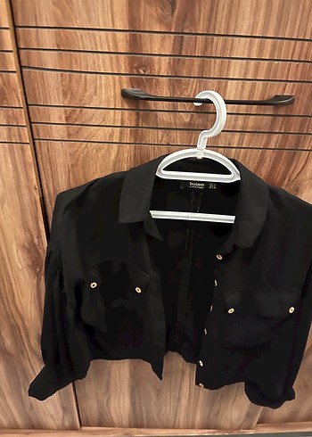 Düğmeli Siyah Kadın Gömlek - Görsel 3