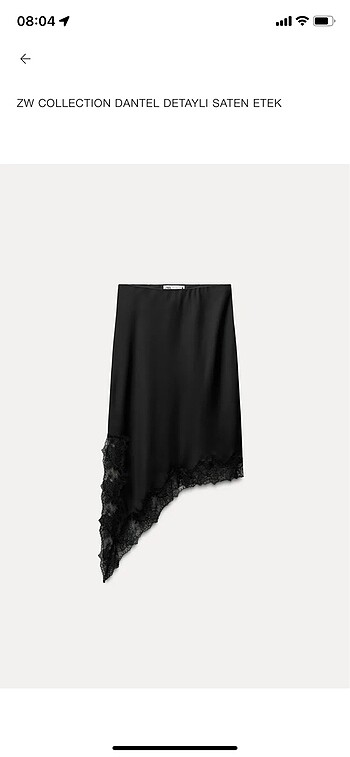 Zara dantelli saten etek