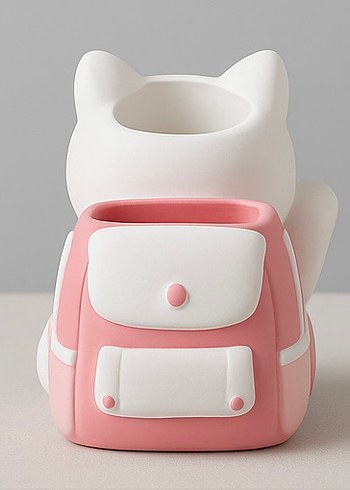 Pastel Pembe Kedi Figürlü Saksı - Görsel 2