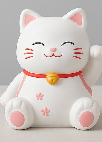 Pastel Pembe Kedi Figürlü Saksı - Görsel 3