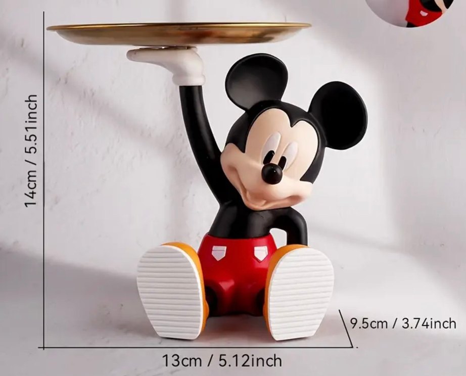Mickey Mouse Figürlü Altın Tepsili Dekoratif Obje - Görsel 3