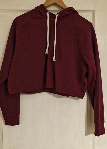 Bordo Kapüşonlu Kadın Sweatshirt