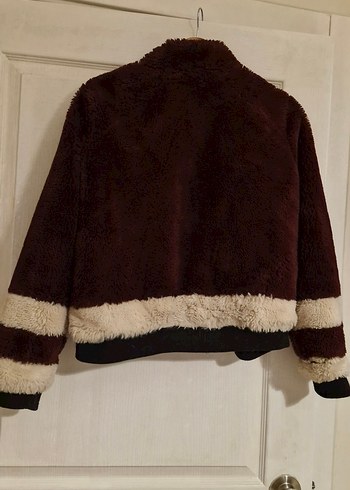 Pull and Bear Bordo Kürklü Kadın Ceket